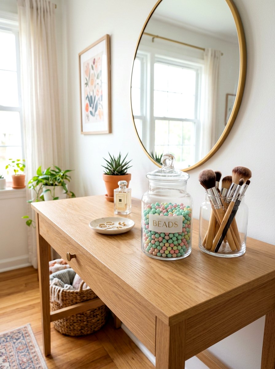 Pastel Bead Bathroom Jar - 25 Spring Bathroom Jar Ideas