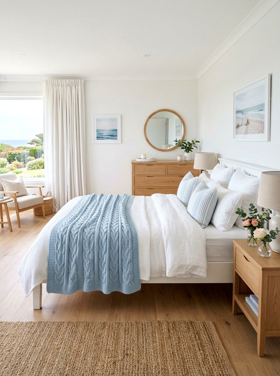 Pastel Blue Knit Throw - 25 Spring Knit Throw Ideas