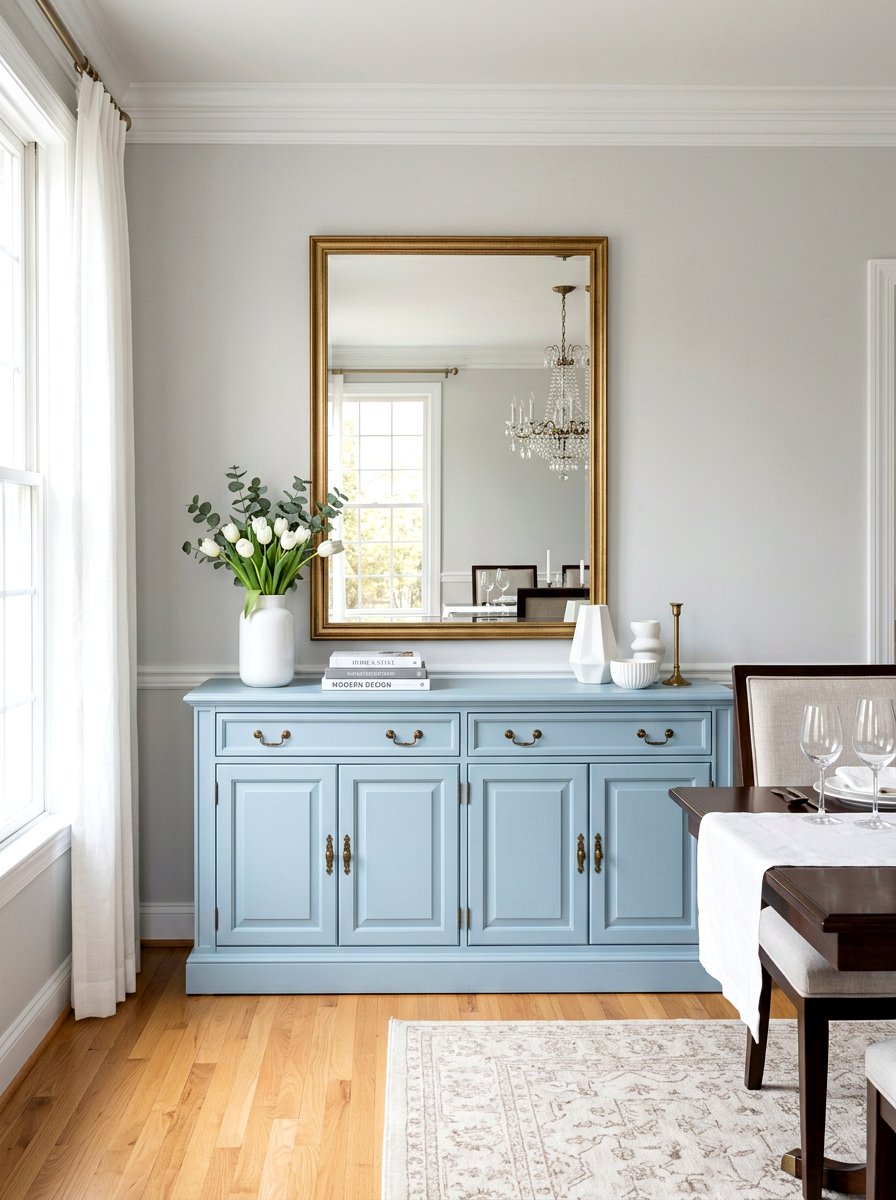 Pastel Blue Sideboard - 25 Spring Distressed Furniture Ideas