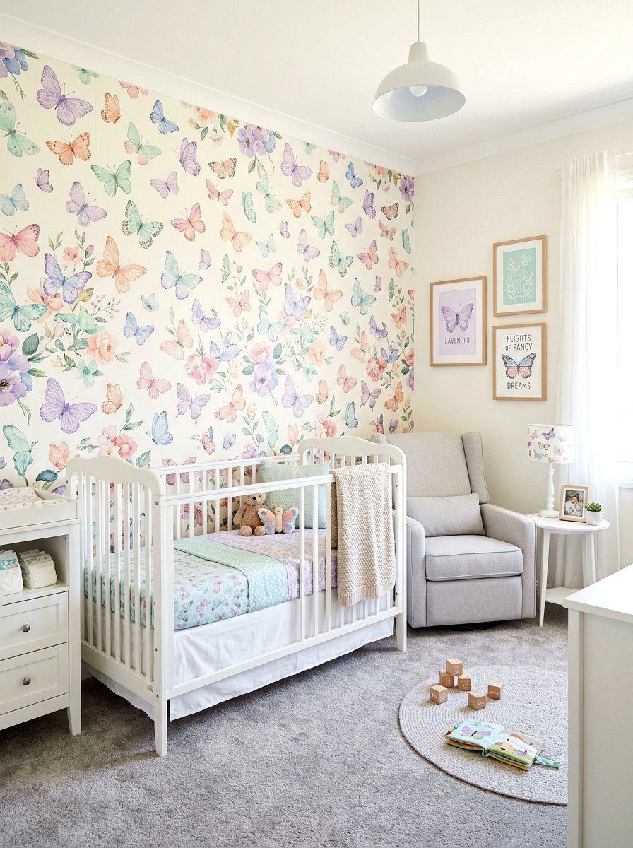 Pastel Butterfly Mural - 25 Spring Butterfly Wall Decor Ideas