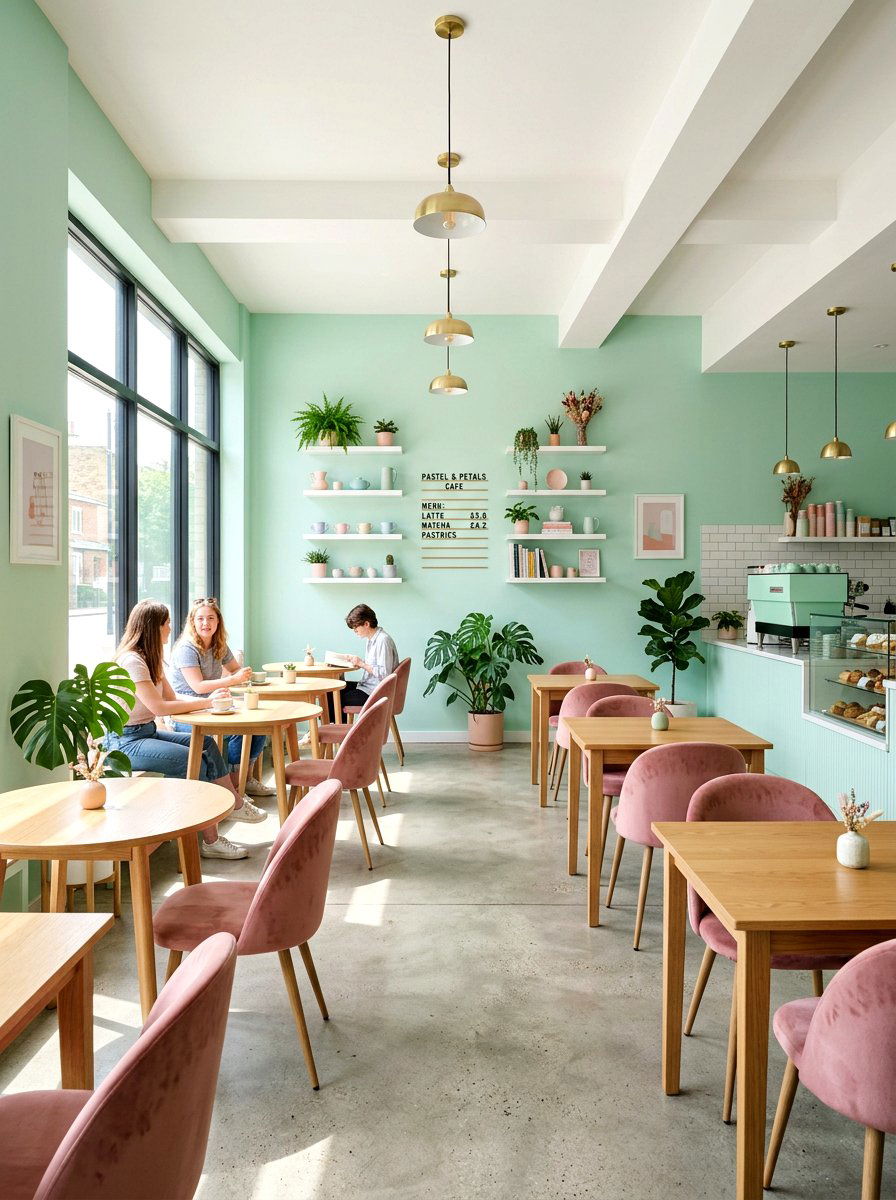 Pastel Cafe Interior - 25 Spring Cafe Decor Ideas