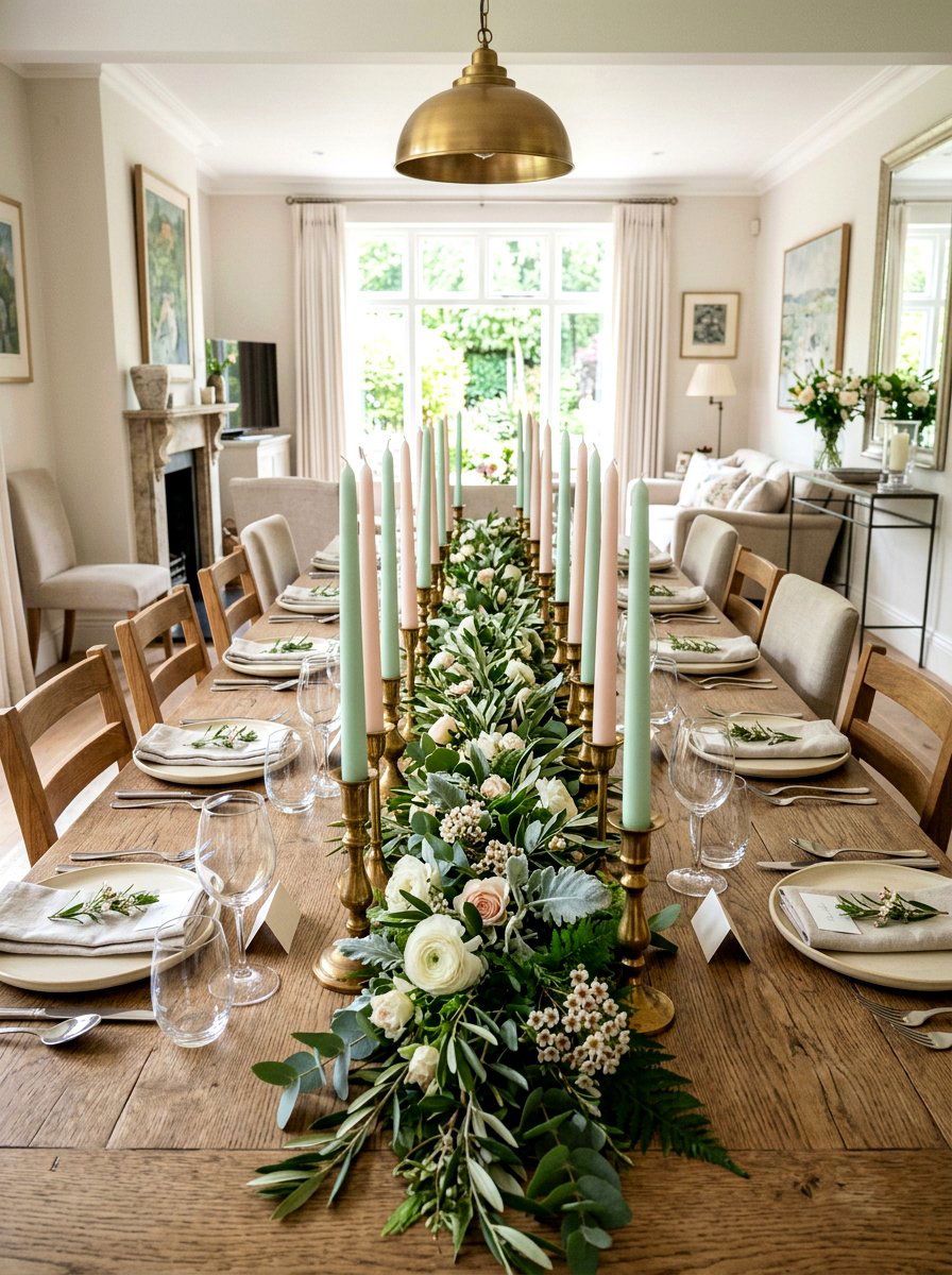 Pastel Candle Arrangement - 25 Spring Engagement Party Decor Ideas