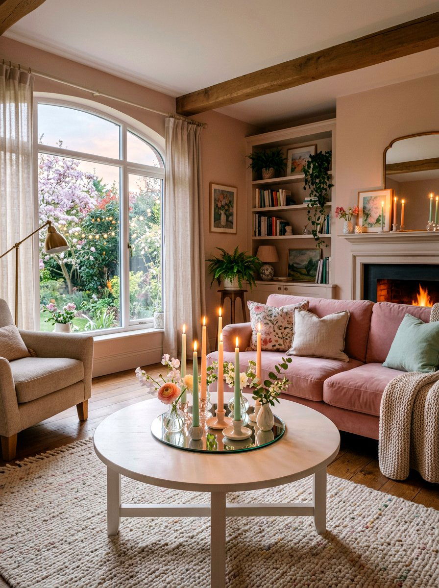 Pastel Candle Display - 25 Spring Living Centerpiece Ideas