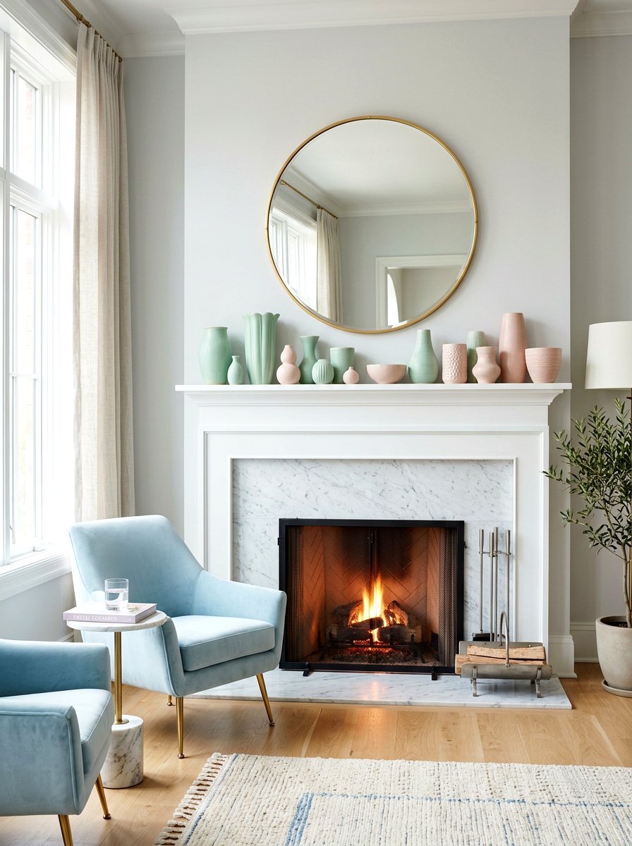 Pastel Ceramic Collection - 25 Spring Fireplace Decor Ideas