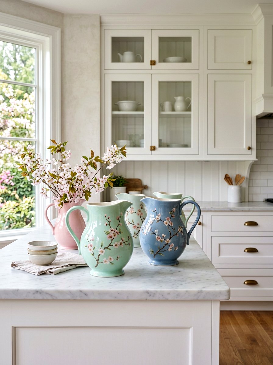 Pastel Ceramic Pitchers - 25 Spring Kitchen Windowsill Ideas