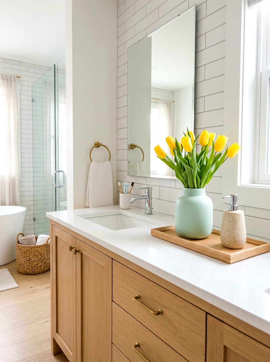 Pastel Ceramic Vase - 25 Spring Bathroom Tray Ideas