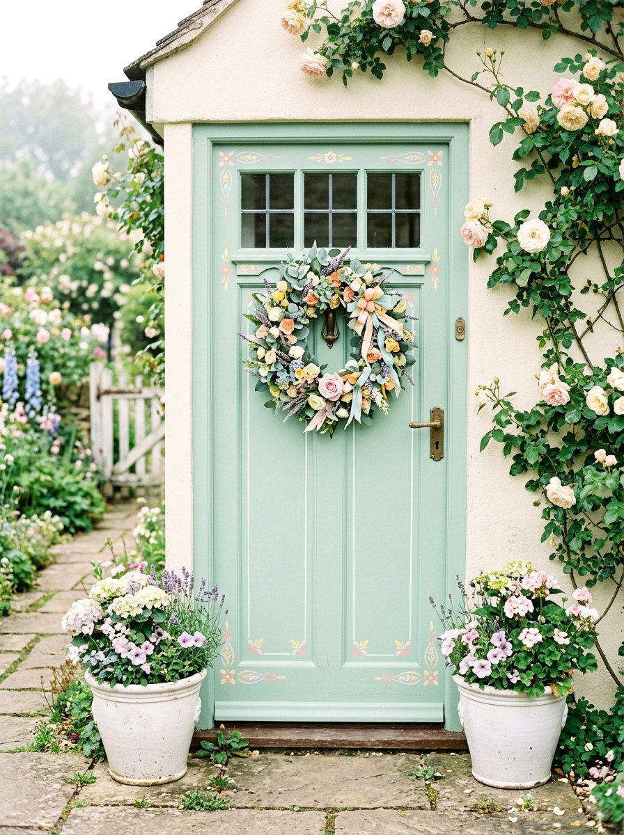 Pastel Color Door - 25 Spring Front Door Decor Ideas