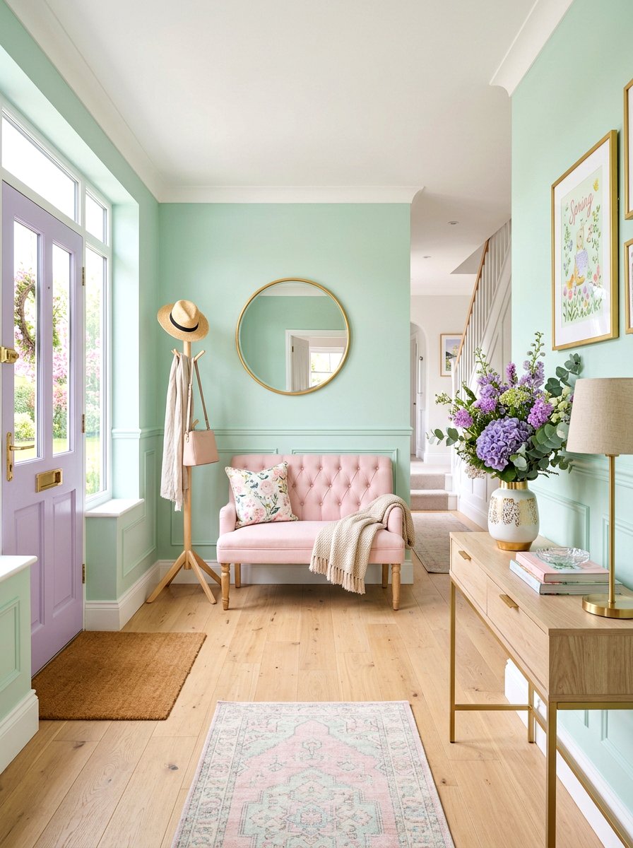 Pastel Color Entryway Theme - 25 Spring Lobby Decor Ideas
