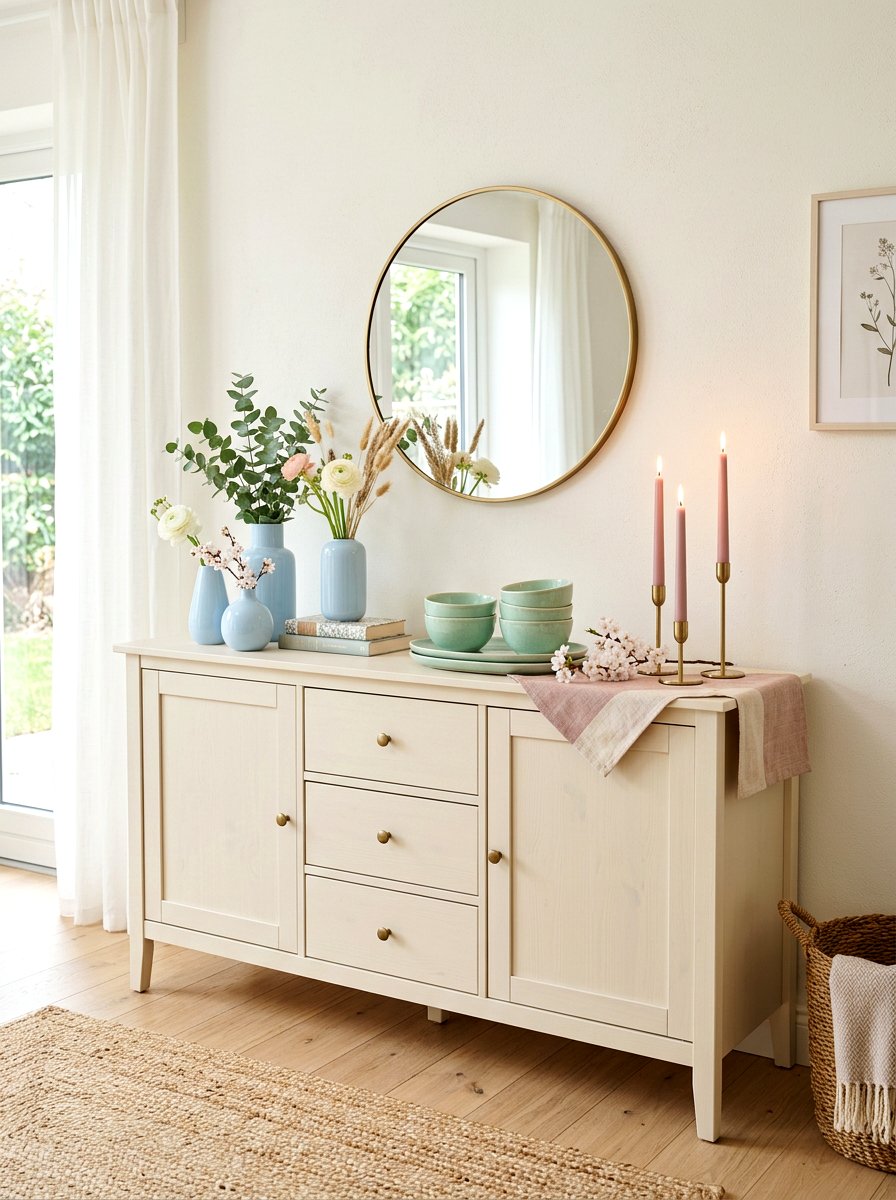 Pastel Color Palette - 25 Spring Sideboard Decor Ideas
