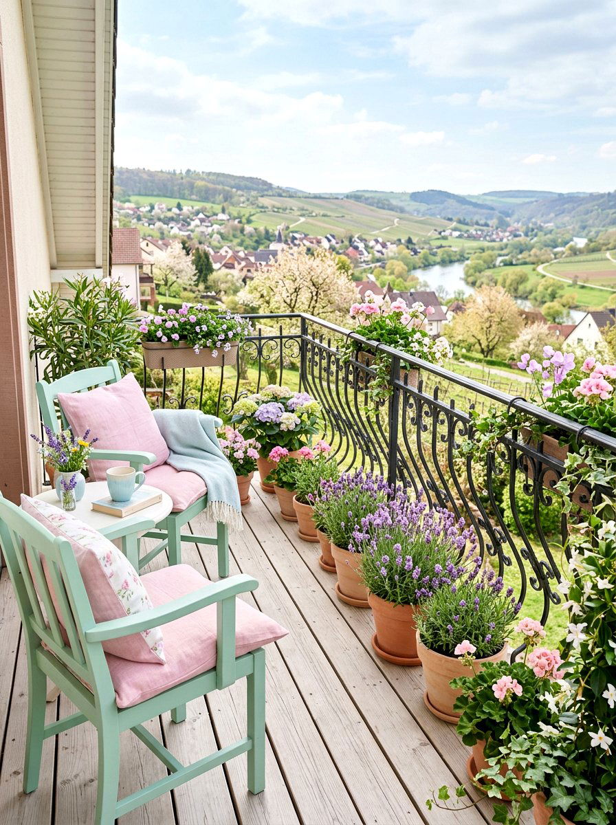 Pastel Color Palette - 25 Spring Small Balcony Decor Ideas