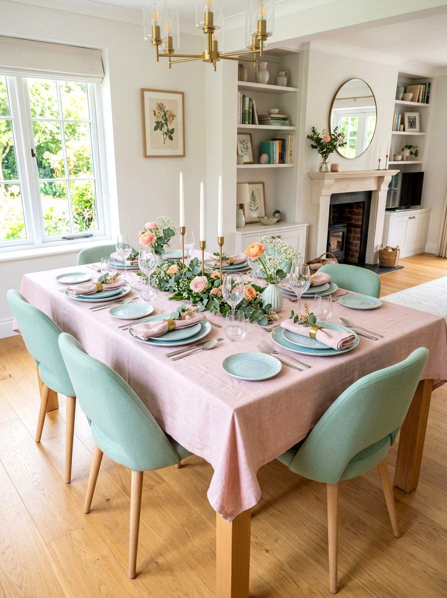 Pastel Color Table - 25 Spring Table Setting Ideas