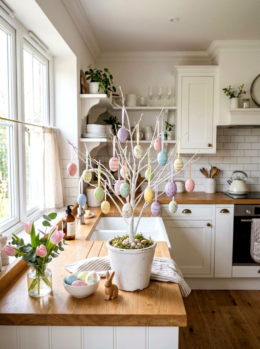 Pastel Colored Egg Tree - 25 Spring Kitchen Centerpiece Ideas