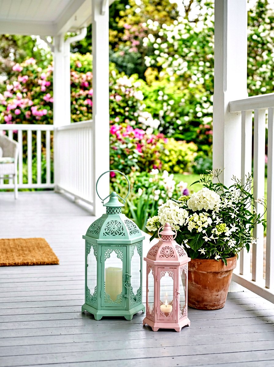Pastel Colored Lantern - 25 Spring Lantern Ideas for Porch