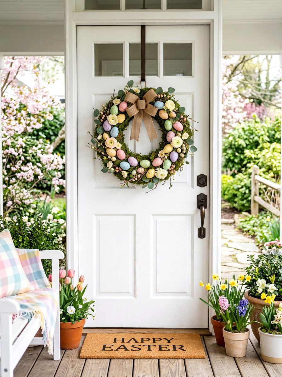 Pastel Easter Egg Wreath - 25 Spring Oversized Wreath Ideas