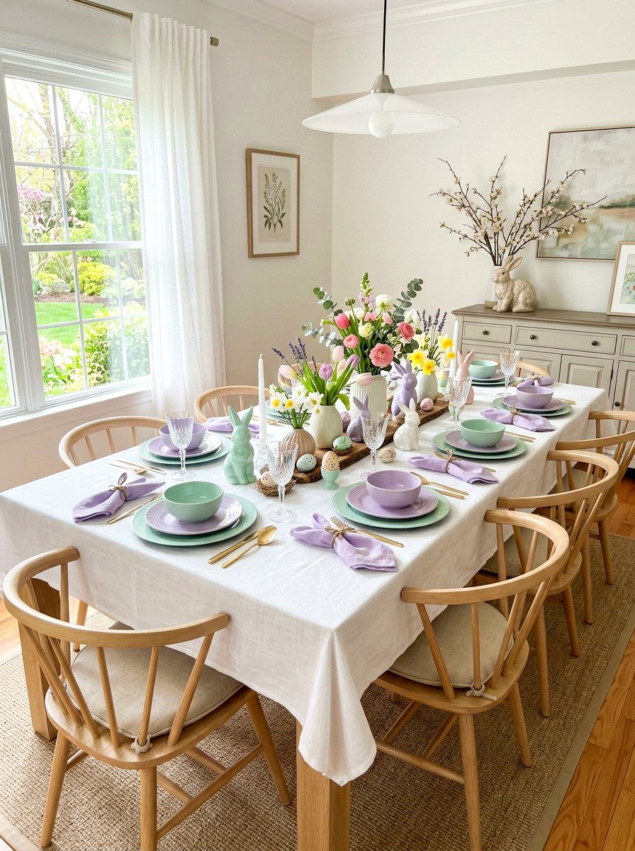 Pastel Easter Table - 25 Spring Table Arrangement Ideas