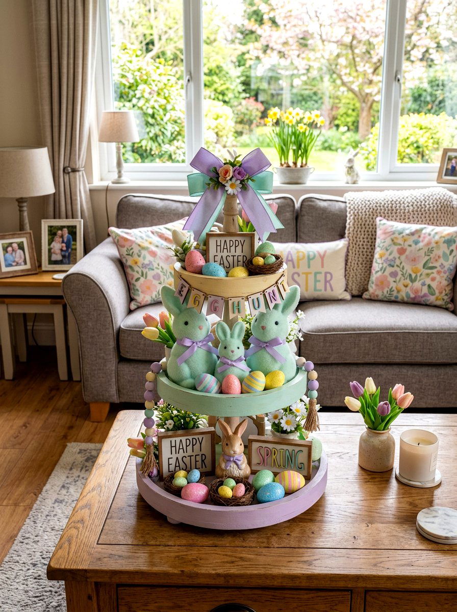 Pastel Easter - 25 Spring Tiered Tray Decor Ideas