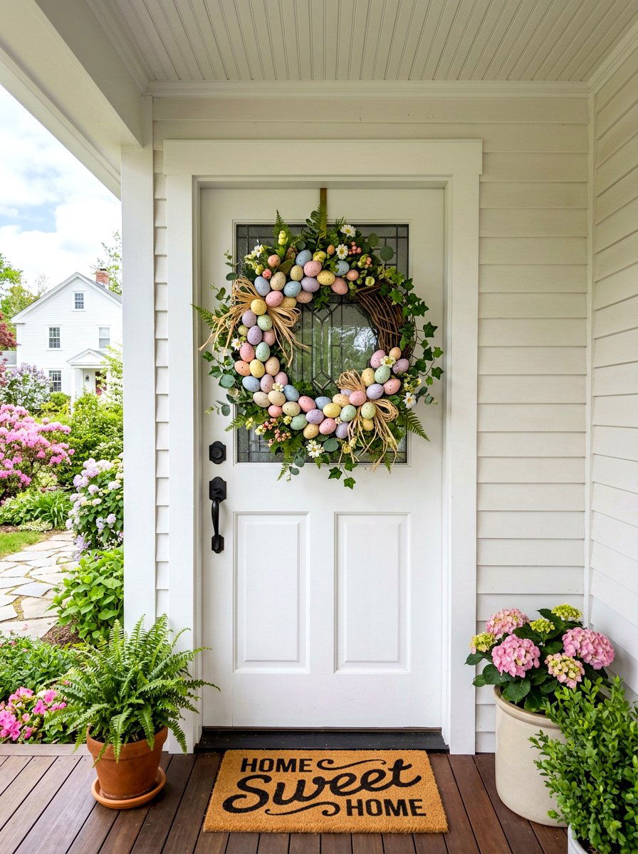 Pastel Egg Wreath - 25 Spring Grapevine Wreath Ideas