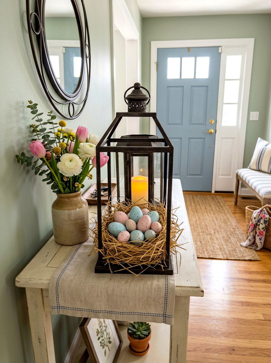 Pastel Eggs And Straw - 25 Spring Lantern Filler Ideas