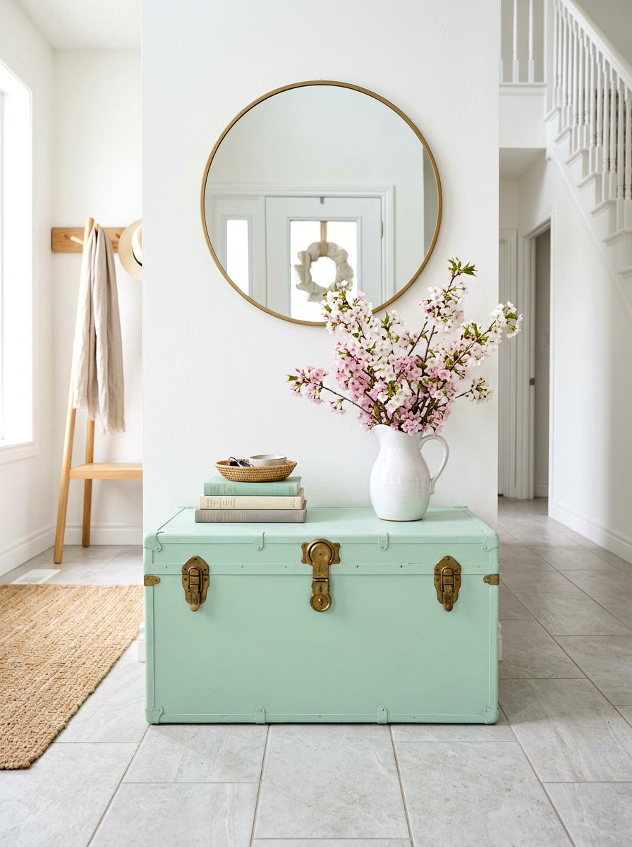 Pastel Entryway Trunk - 25 Spring Trunk Decor Ideas