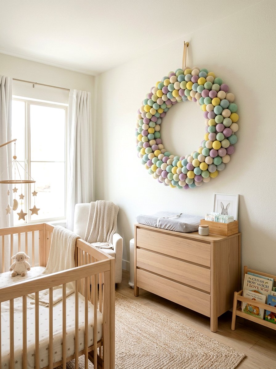 Pastel Felt Ball Wreath - 25 Spring Felt Wreath Ideas