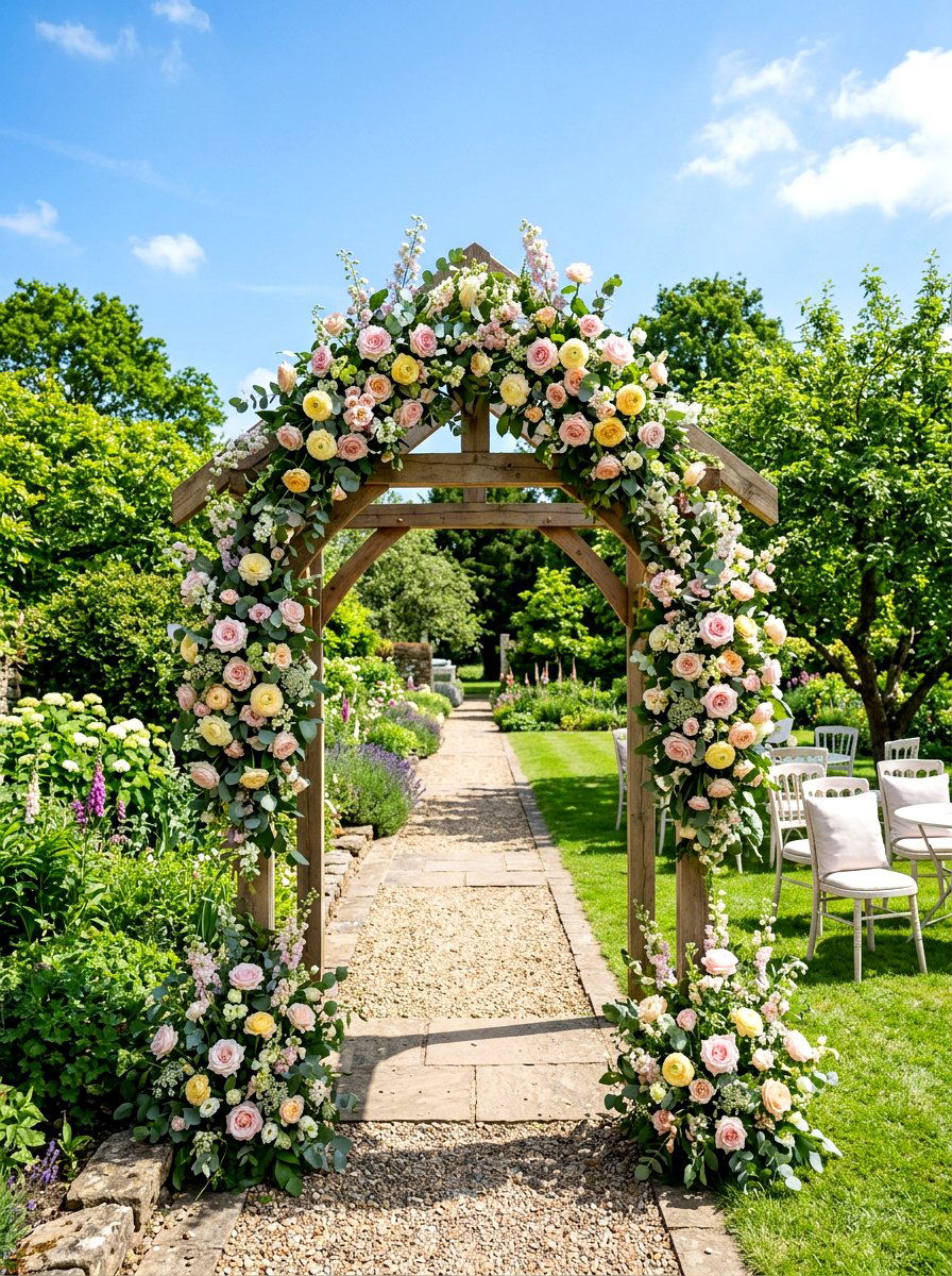 Pastel Floral Arch - 25 Spring Wedding Shower Decor Ideas