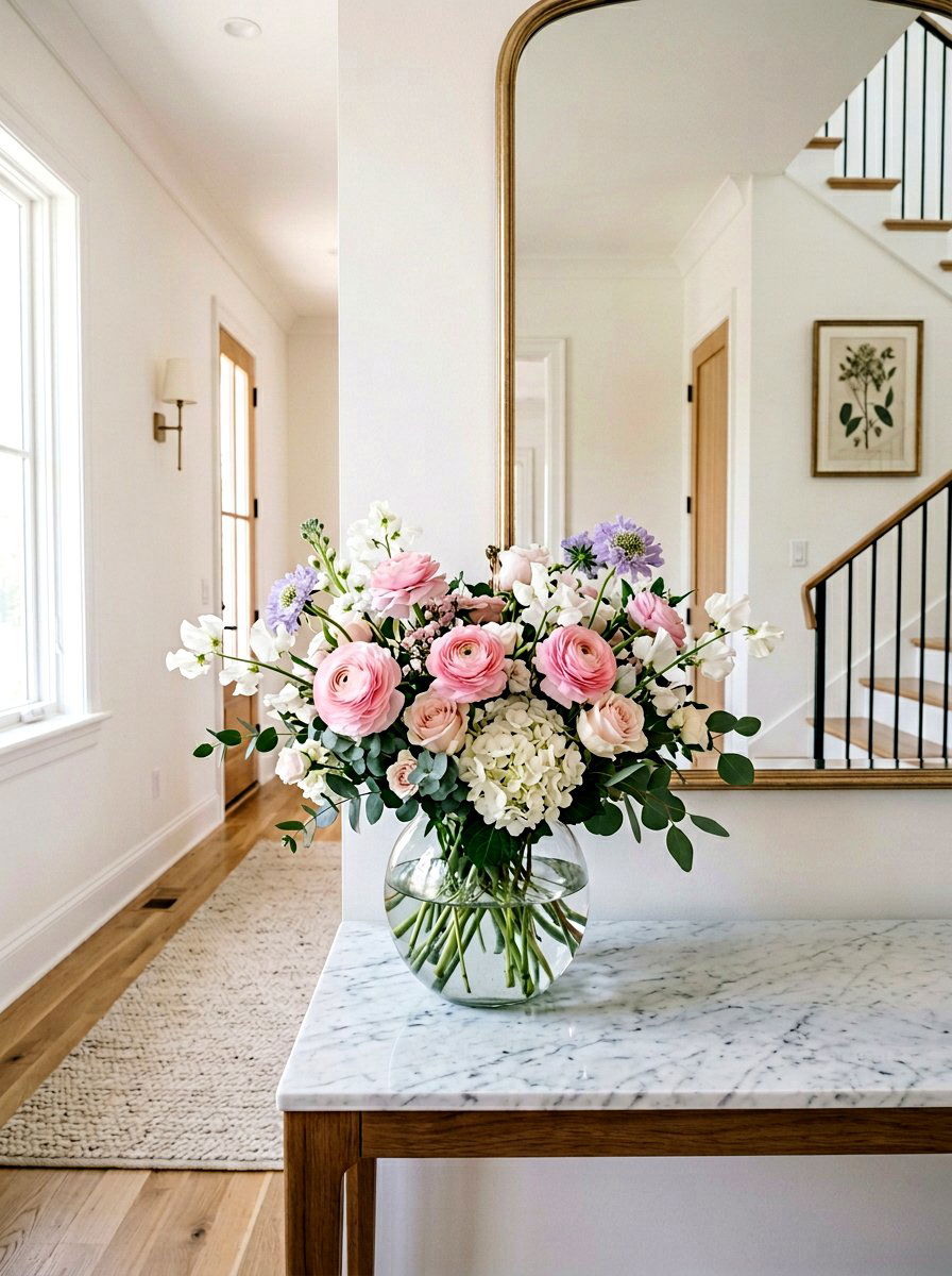 Pastel Floral Arrangement - 25 Spring Entryway Decor Ideas