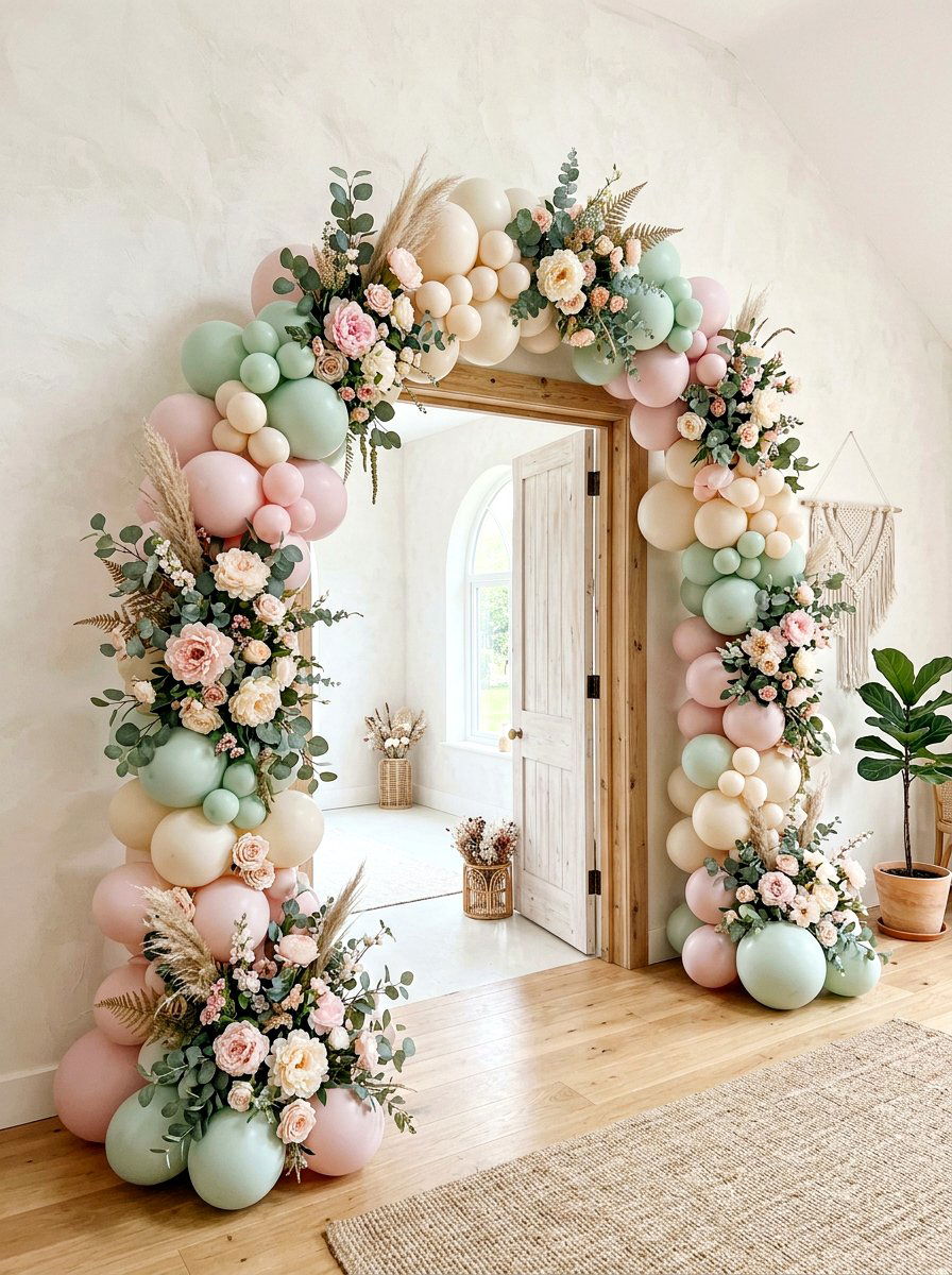 Pastel Floral Balloon Arch - 25 Spring Balloon Arch Ideas for Party