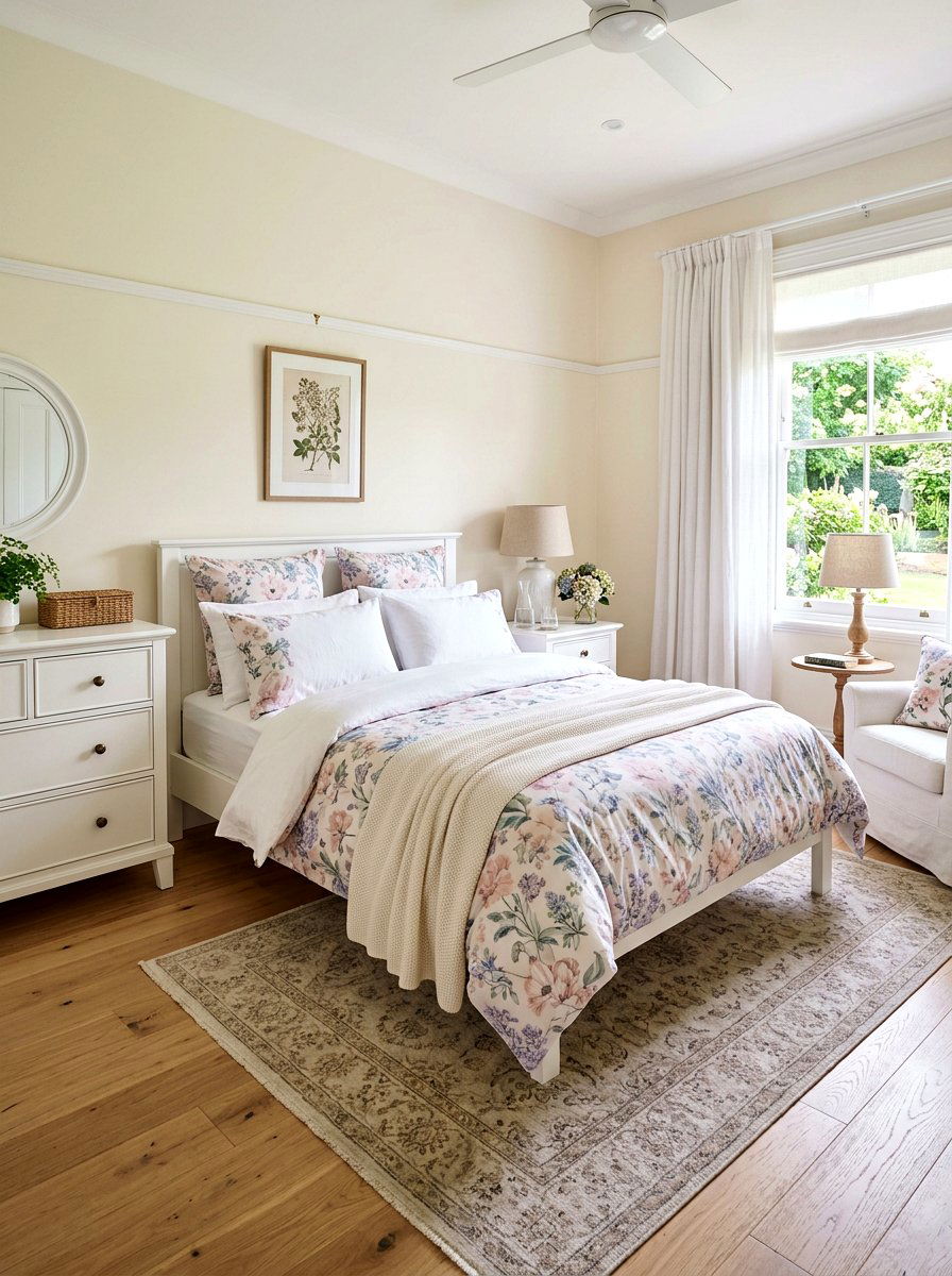 Pastel Floral Bedding - 25 Spring Guest Bedroom Decor Ideas