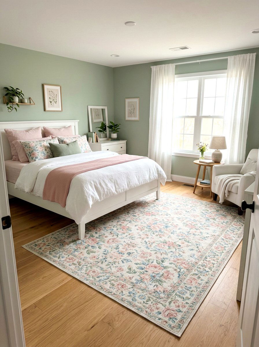 Pastel Floral Bedroom Rug - 25 Spring Bedroom Rug Ideas