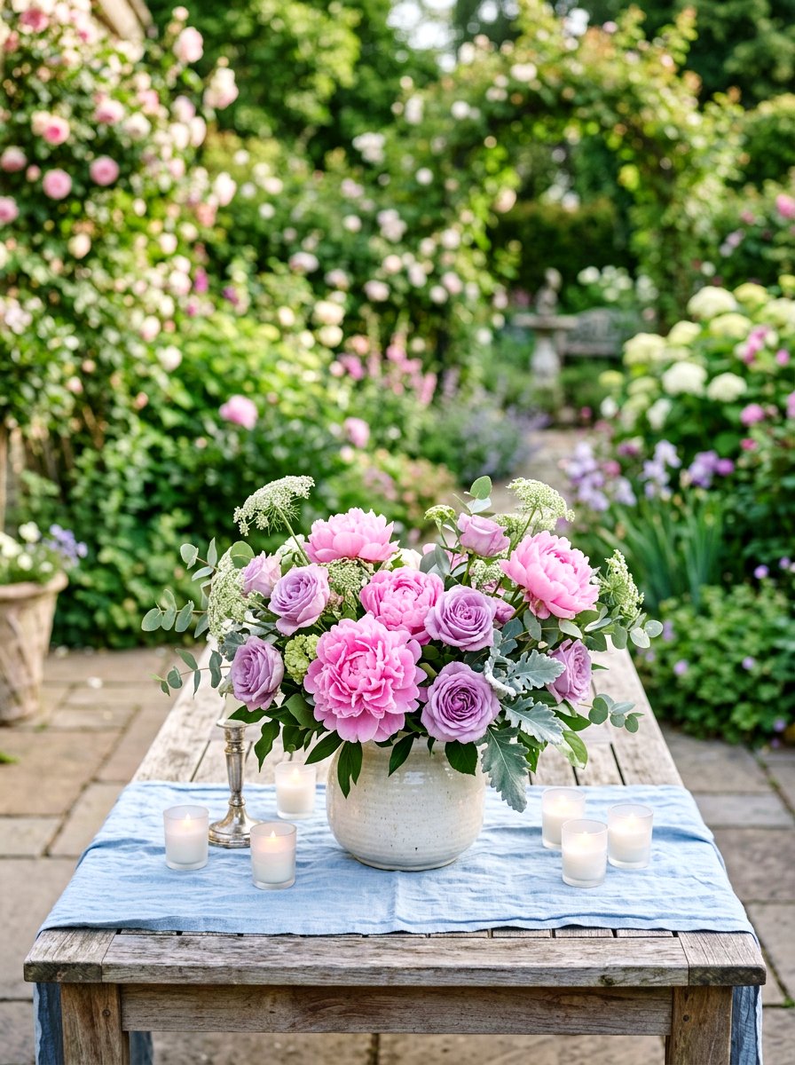 Pastel Floral Centerpiece - 25 Spring Outdoor Table Decor Ideas