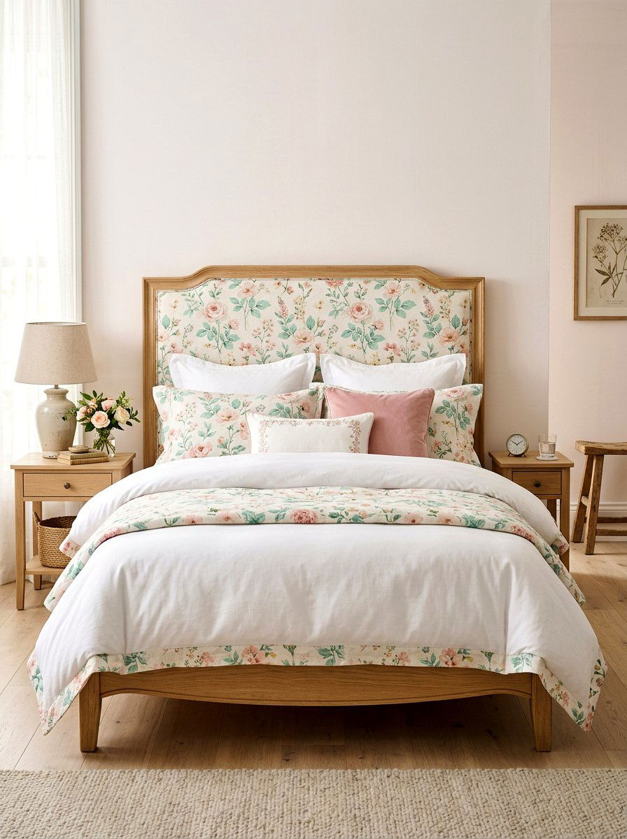 Pastel Floral Headboard - 25 Spring Decoupage Furniture Ideas