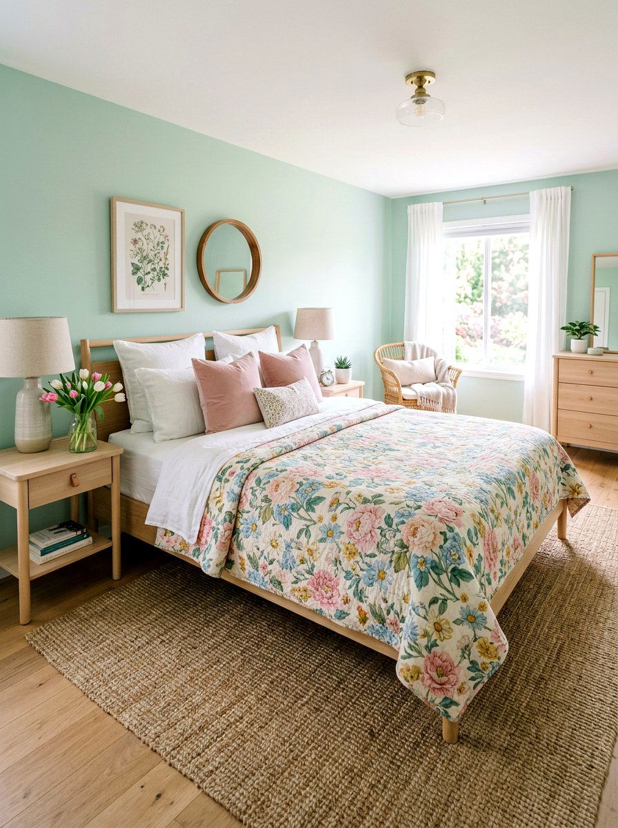 Pastel Floral Quilt - 25 Spring Quilt Ideas