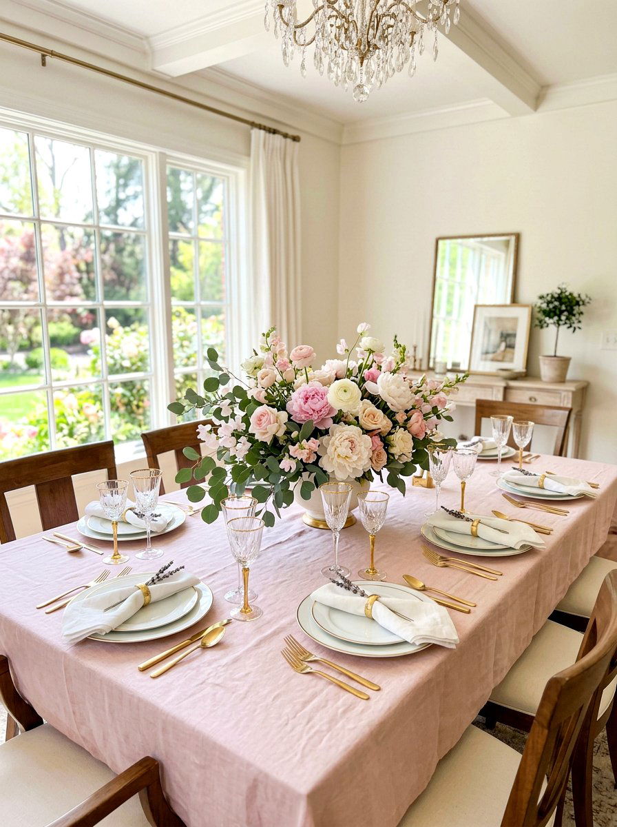 Pastel Floral Table Setting - 25 Spring Seasonal Table Ideas