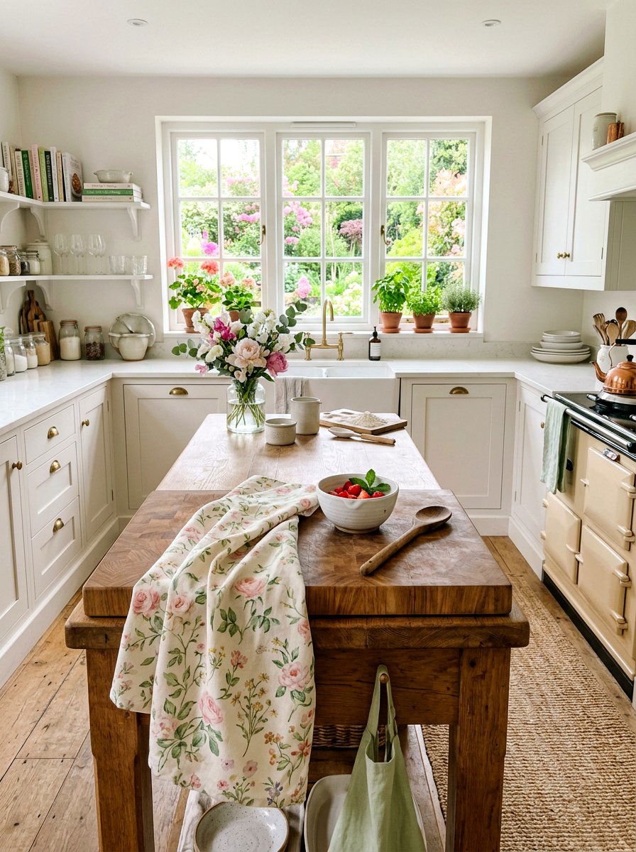 Pastel Floral Towel - 25 Spring Cutting Board Decor Ideas