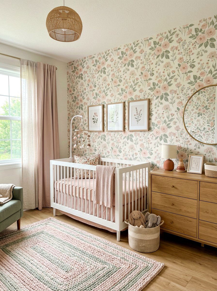 Pastel Floral Wallpaper - 25 Spring Toddler Room Decor Ideas