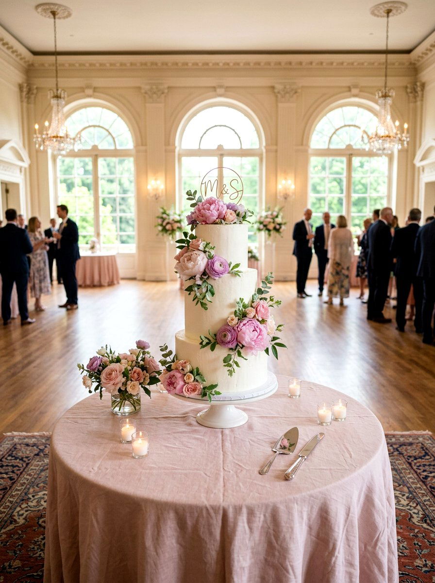 Pastel Floral Wedding Cake Table - 25 Spring Wedding Cake Table Ideas