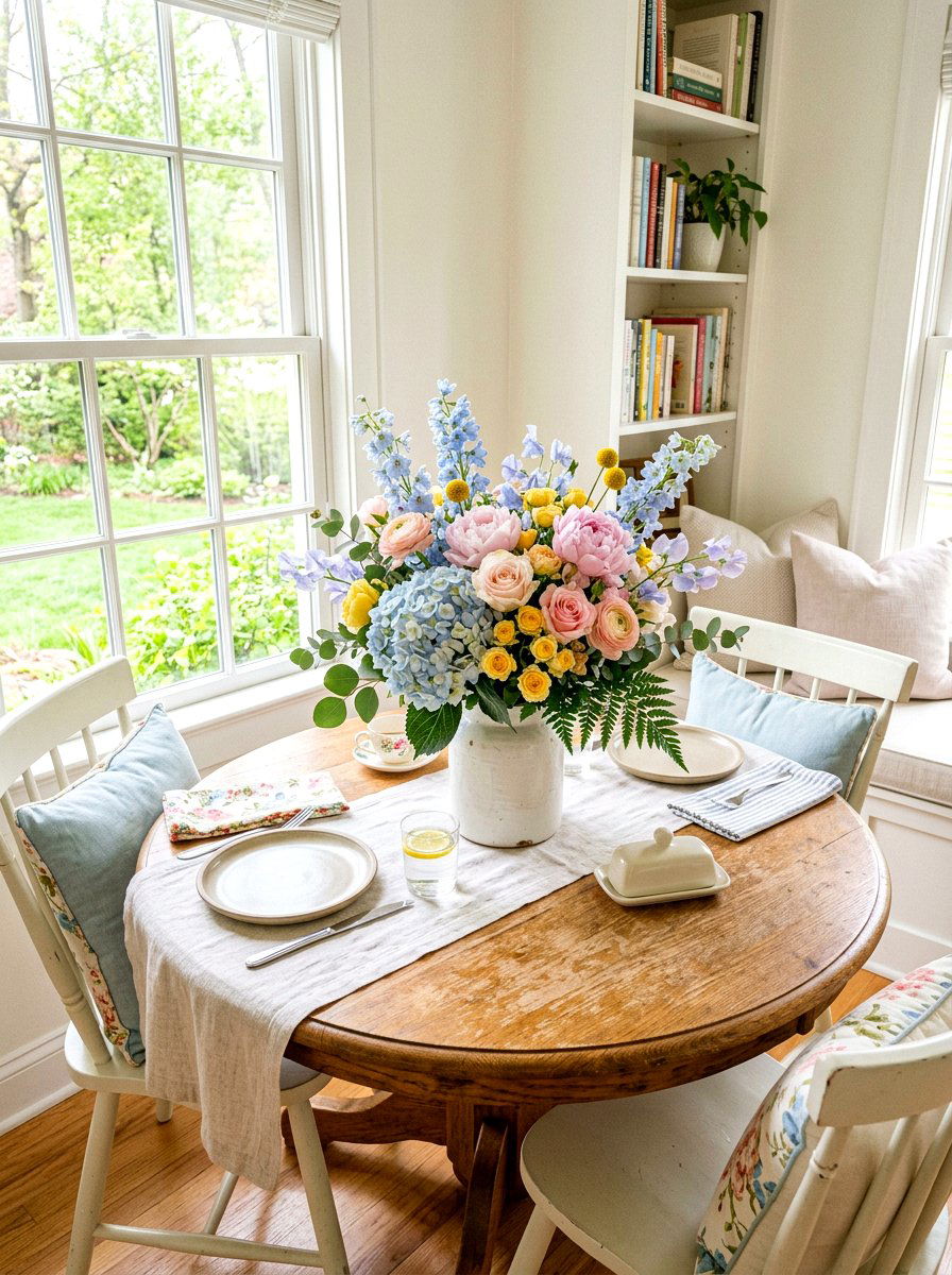 Pastel Flower Centerpiece - 25 Spring Dining Table Centerpiece Ideas