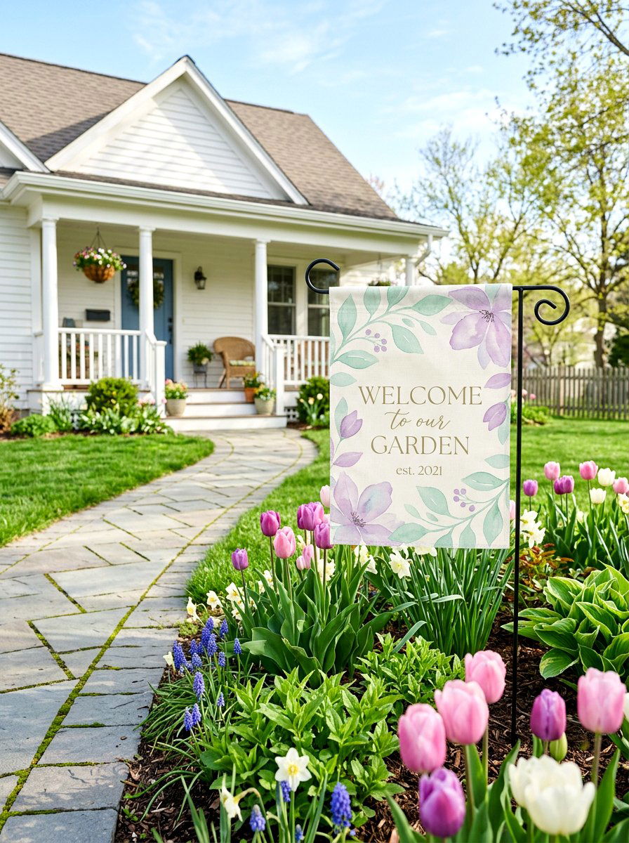 Pastel Flower Garden Flag - 25 Spring Yard Flag Ideas