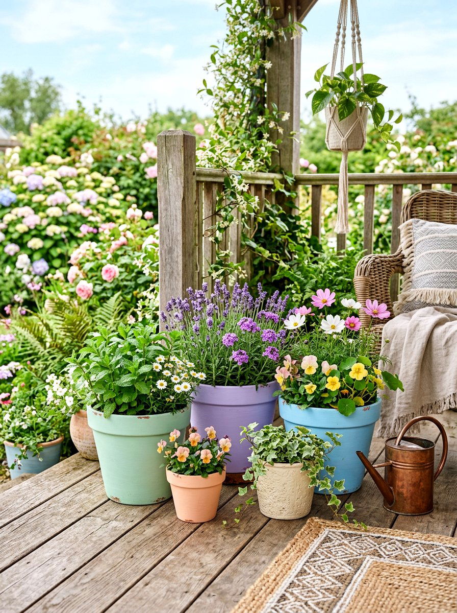 Pastel Flower Pot - 25 Spring DIY Porch Decor Ideas