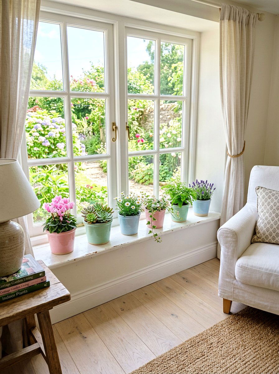 Pastel Flower Pot - 25 Spring Window Ledge Decor Ideas