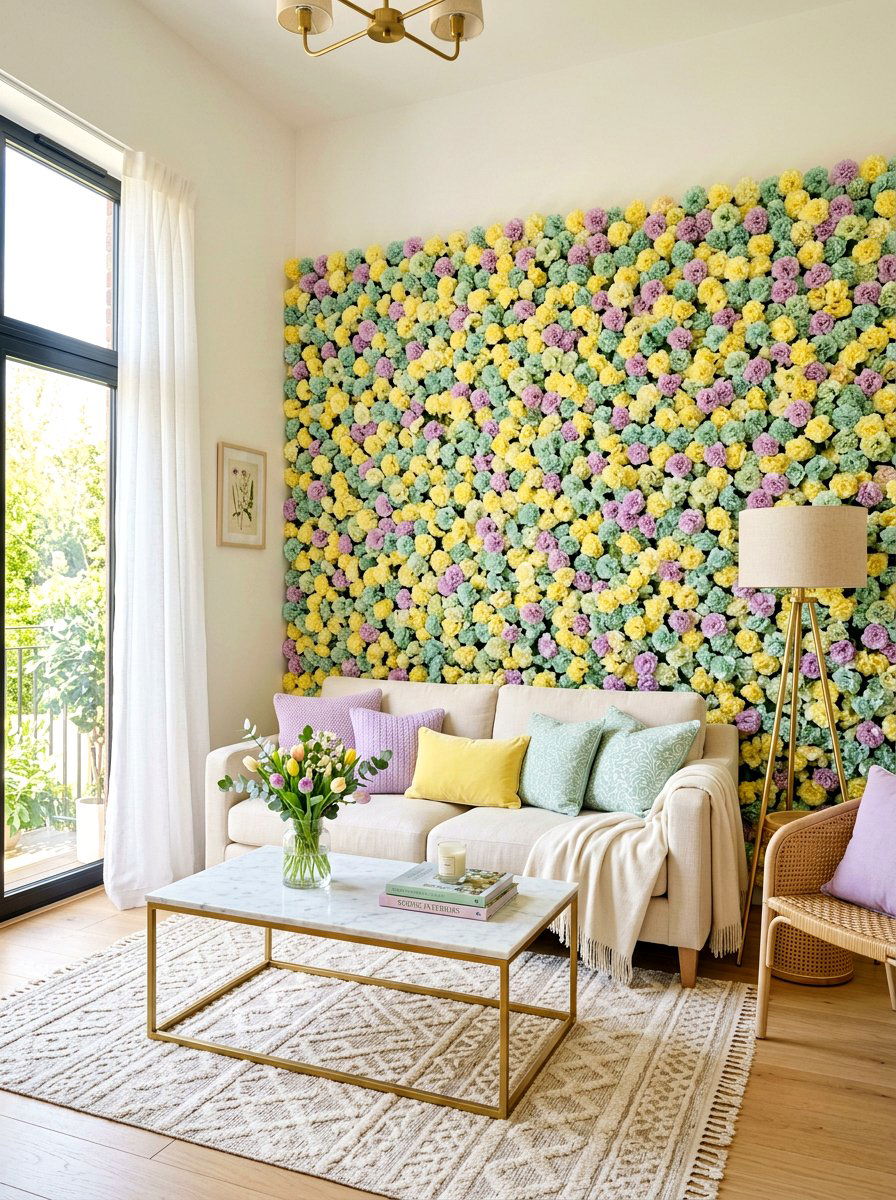 Pastel Flower Wall - 25 Spring Flower Wall Ideas