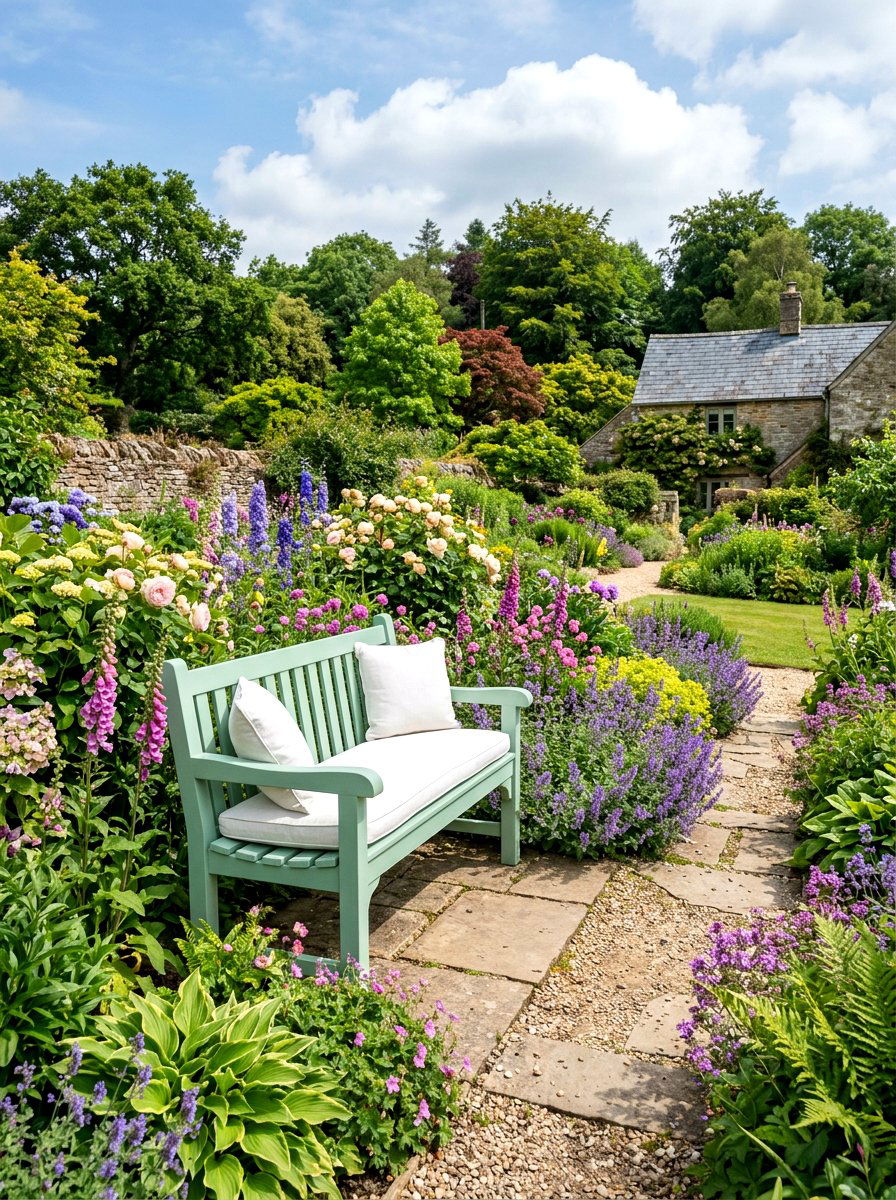 Pastel Garden Bench - 25 Spring Garden Bench Decor Ideas