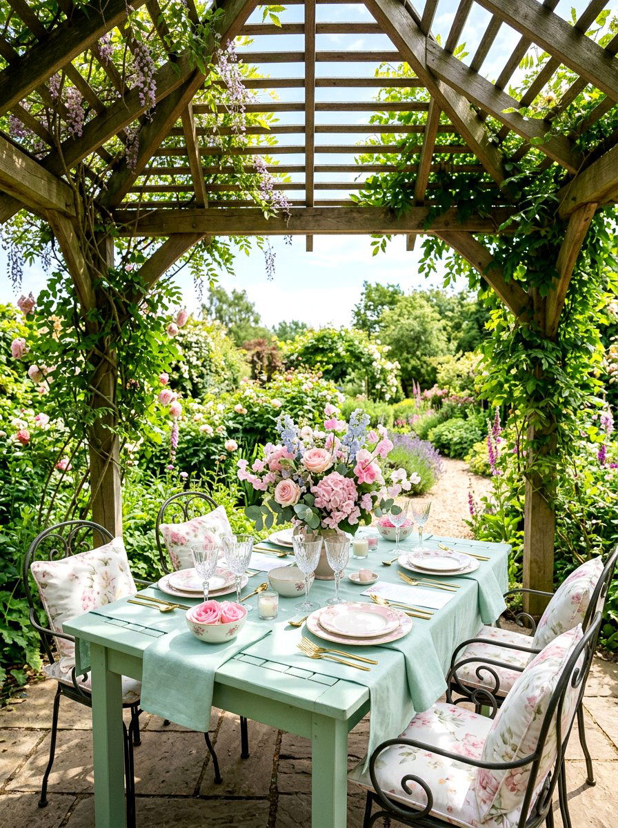 Pastel Garden Table - 25 Spring Gazebo Table Decor Ideas