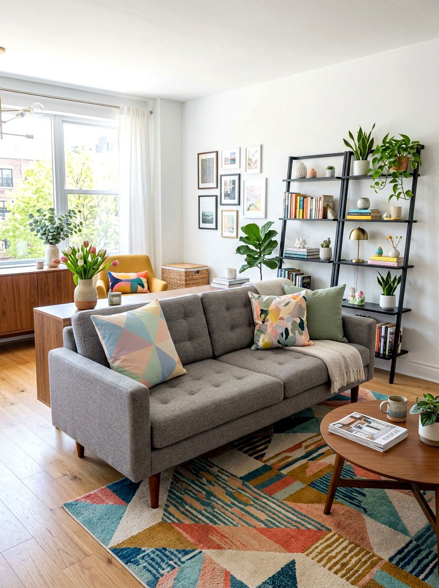 Pastel Geometric Pattern Pillow - 25 Spring Patterned Pillow Ideas