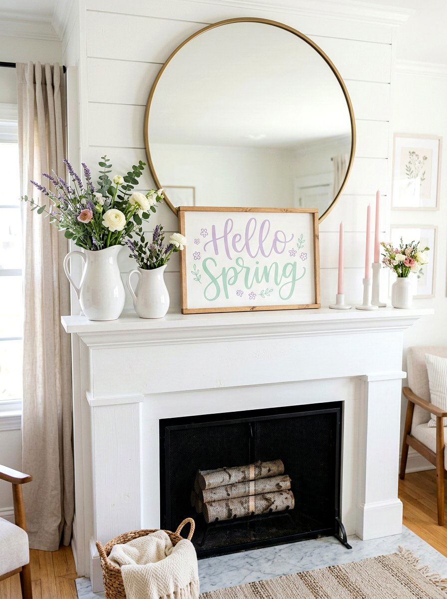 Pastel Hello Spring Sign - 25 Spring Painted Sign Ideas
