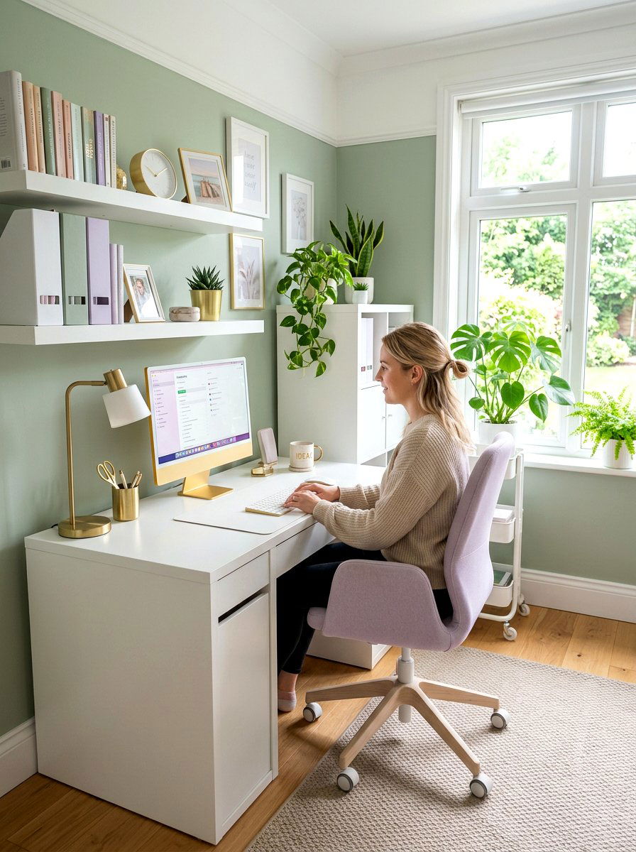 Pastel Home Office - 25 Spring Pastel Decor Ideas