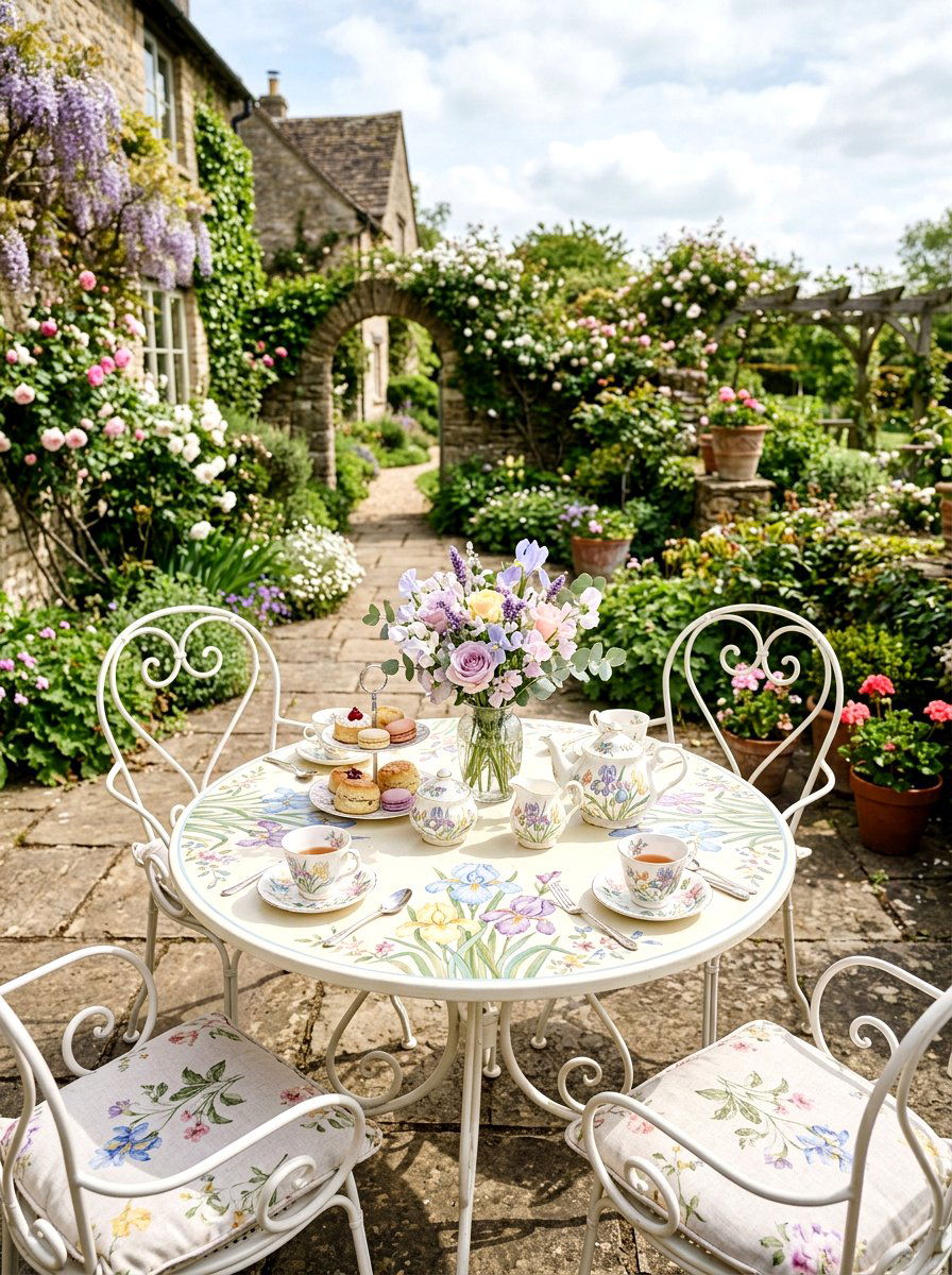 Pastel Iris Tea Table - 25 Spring Iris Arrangement Ideas