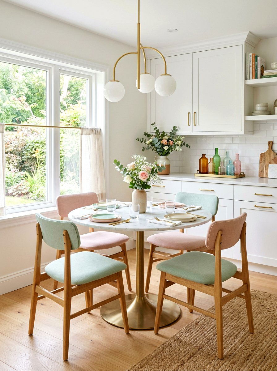 Pastel Kitchen Seating Area - 25 Spring Breakfast Nook Decor Ideas
