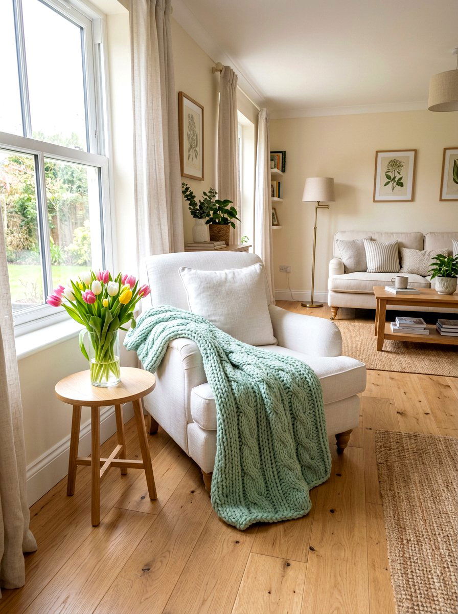 Pastel Knit Blanket - 25 Spring Knit Decor Ideas