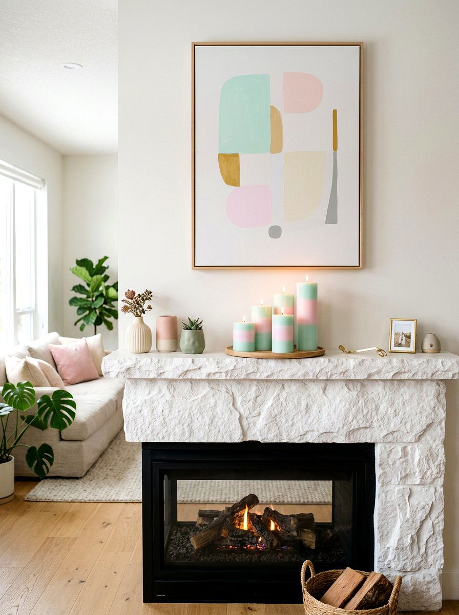 Pastel Layered Pillar - 25 Spring DIY Candle Ideas